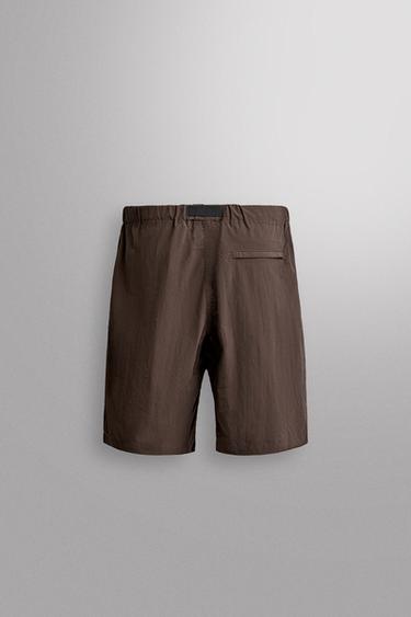 TECHNICAL BELTED SHORTS — Brown 2