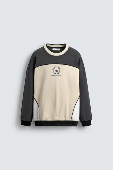 COLOUR BLOCK PRINT SWEATSHIRT - Anthracite grey by Zara