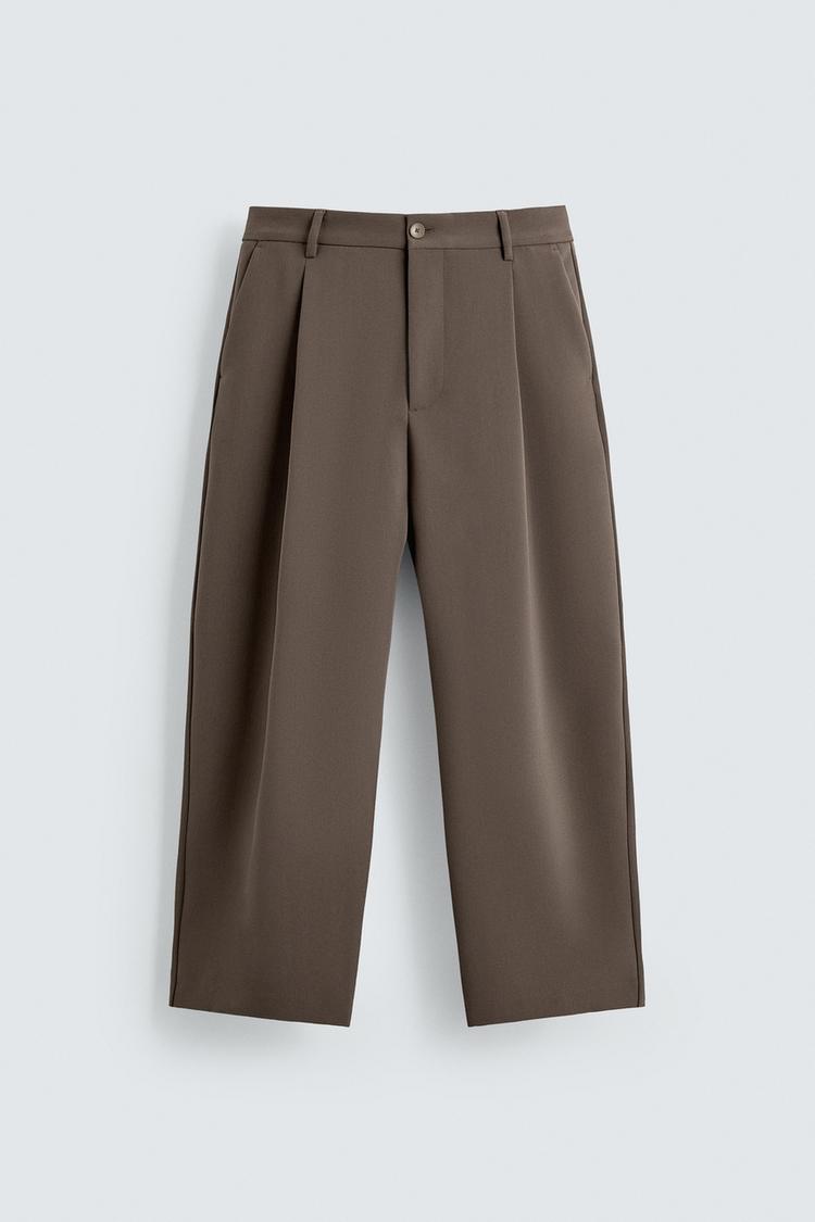 ZARA RELAXED FIT PLEATED TROUSERS