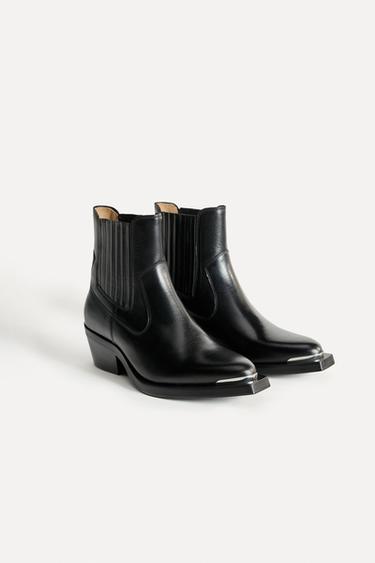ANKLE BOOTS WITH LEATHER TOECAP 50TH ANNIVERSARY - Black by Zara