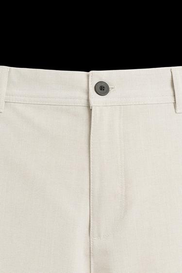 Zara TEXTURED STRETCH PANTS - Light sand