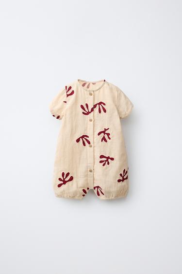 EMBROIDERED TEXTURED ROMPER - Ecru by Zara - Image 0