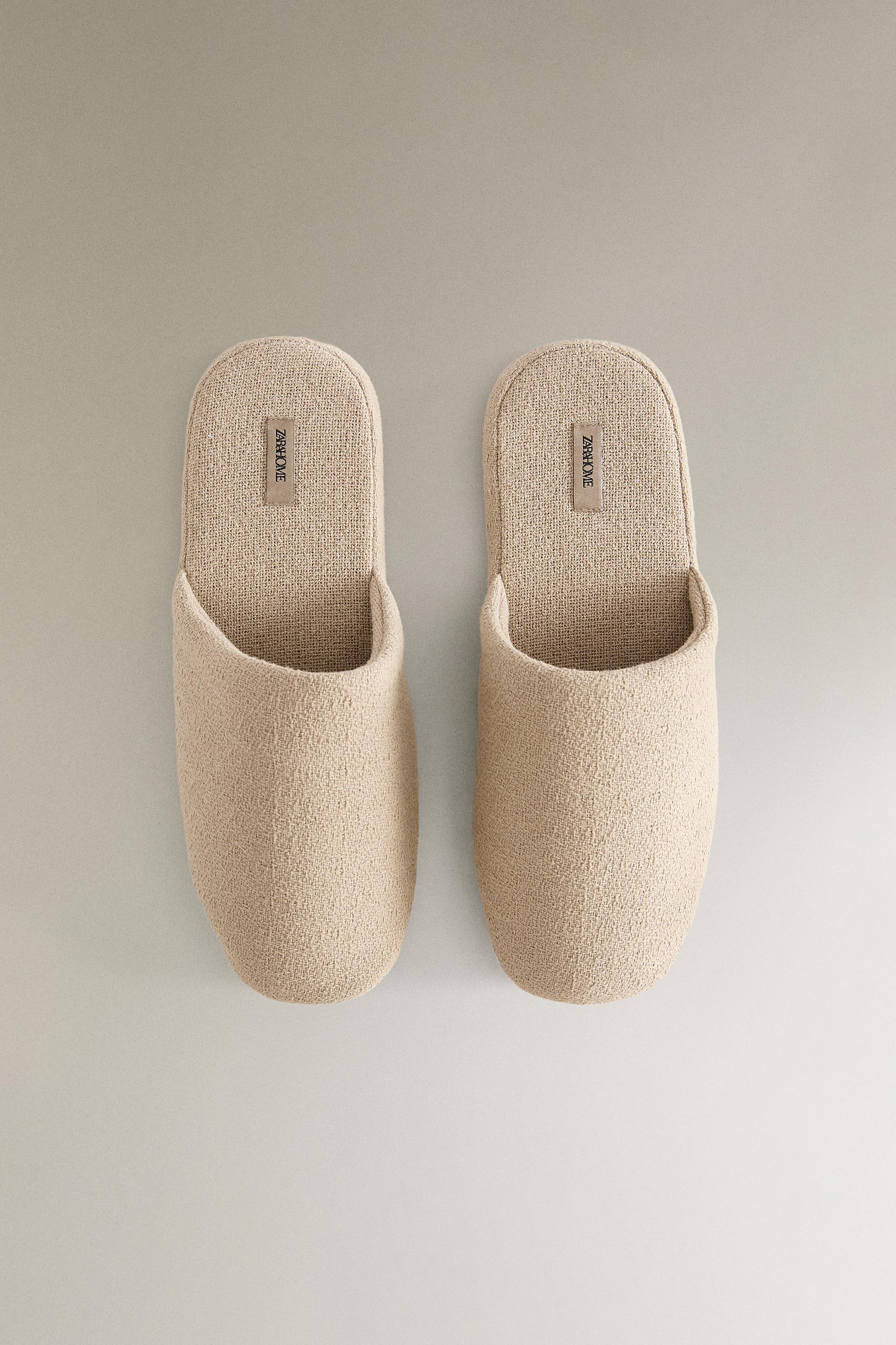 LINEN FLATFORM SLIPPERS