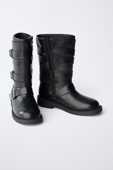 BUCKLED LEATHER BOOTS - Black by Zara - Image 3