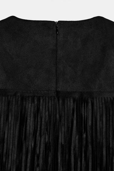 ROBE EFFET DAIM À FRANGES ET CLOUS - Noir de Zara - Image 10