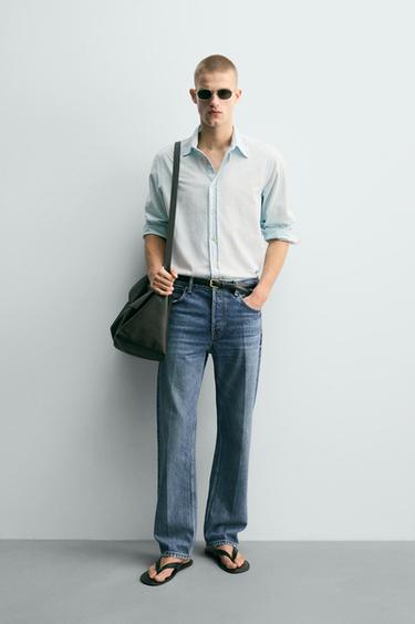 LIGHTWEIGHT COTTON DENIM SHIRT - Light blue by Zara