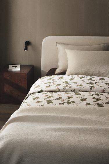 LEAF PRINT DUVET COVER - Oyster-white by Zara