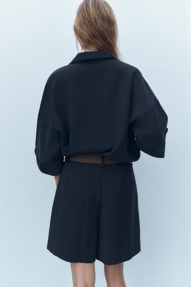 WIDE SHORT SLEEVE SHIRT - Navy blue by Zara - Image 5