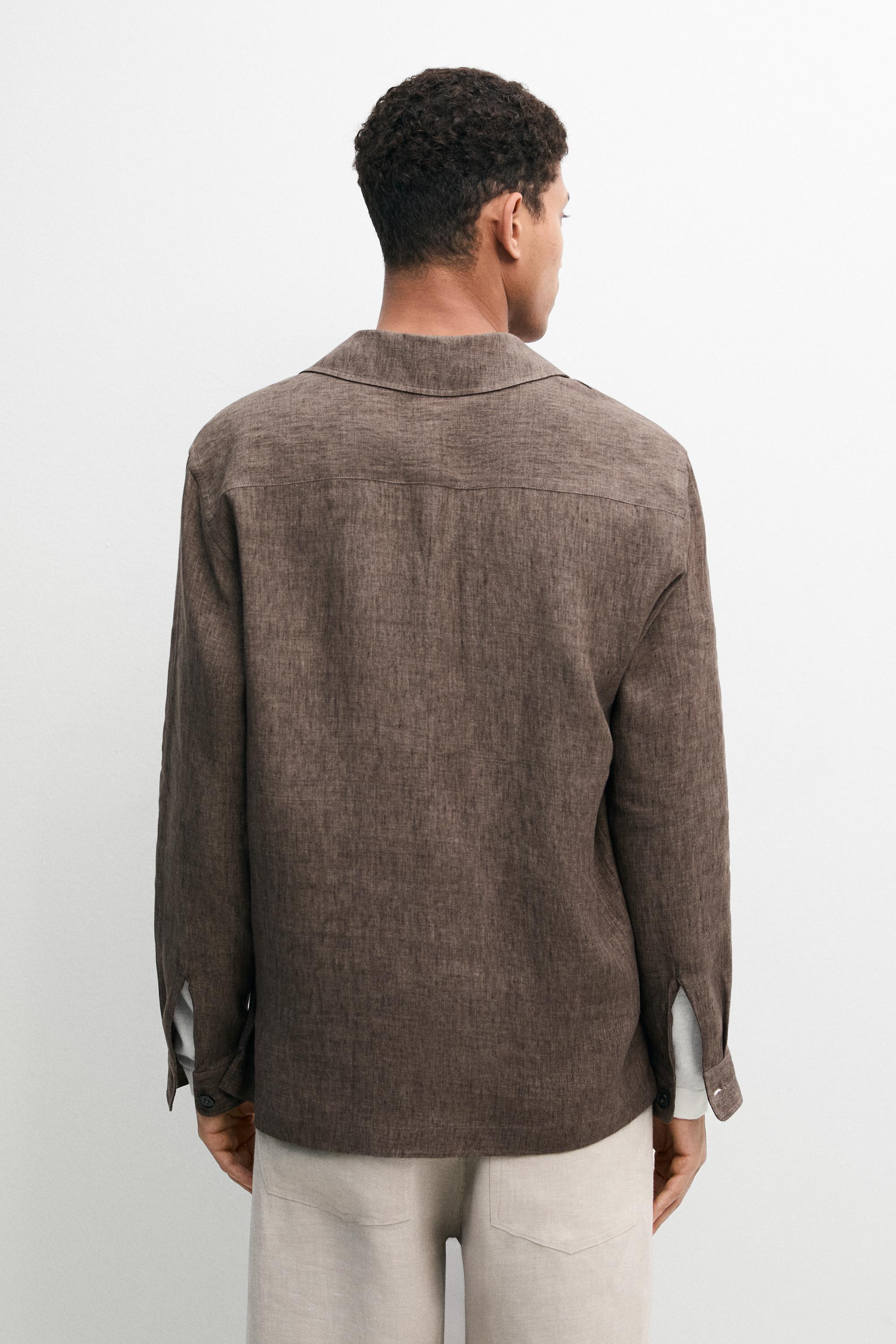 Faded linen overshirt with pocket details