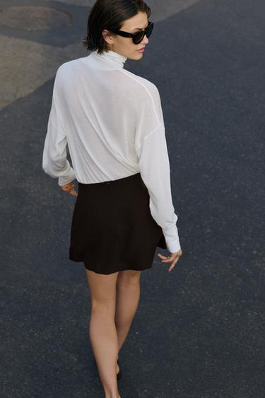 MINI SKIRT WITH BELT LOOP - Brown by Zara - Image 3