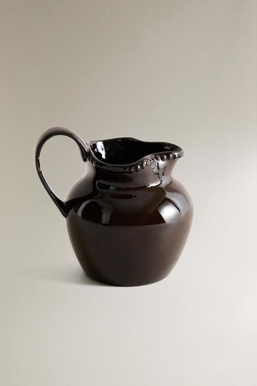 STONEWARE JUG WITH RAISED DESIGN - Brown by Zara