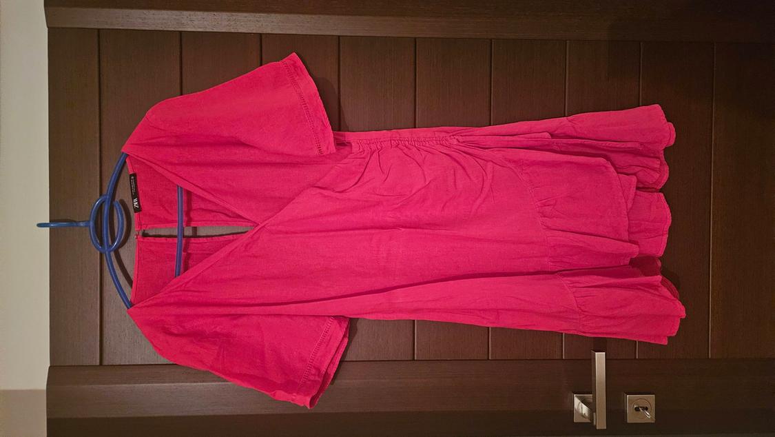 LINEN BLEND LACE TRIM MINI DRESS - Image 2