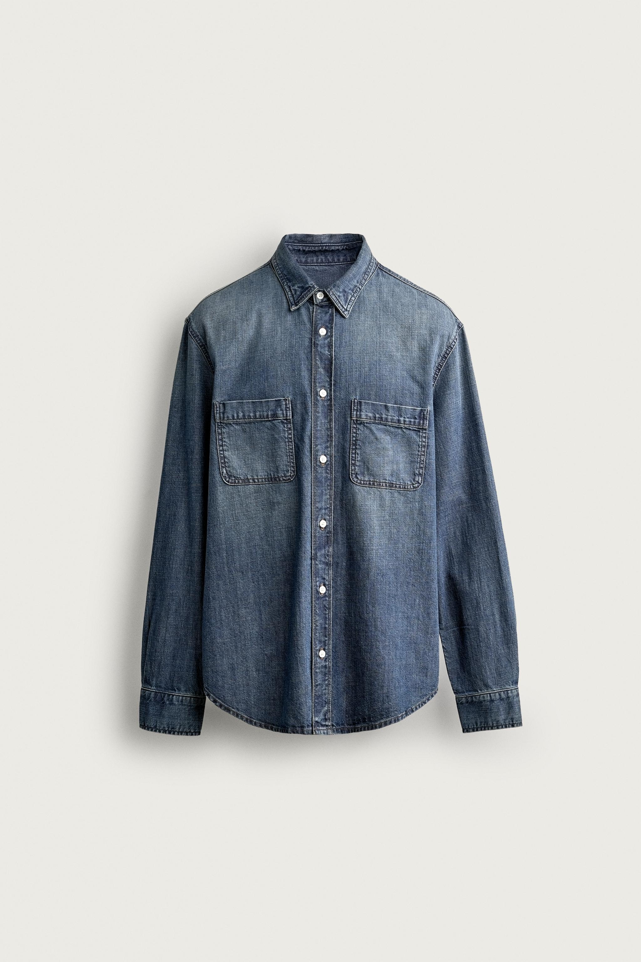 Zara REGULAR FIT DENIM GÖMLEK görsel 7