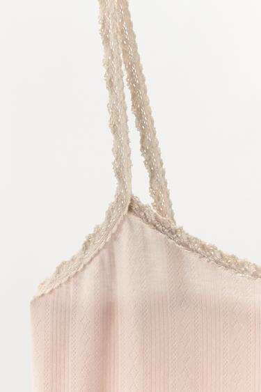 POINTELLE LACE TRIM DRESS - Pale pink by Zara - Image 4