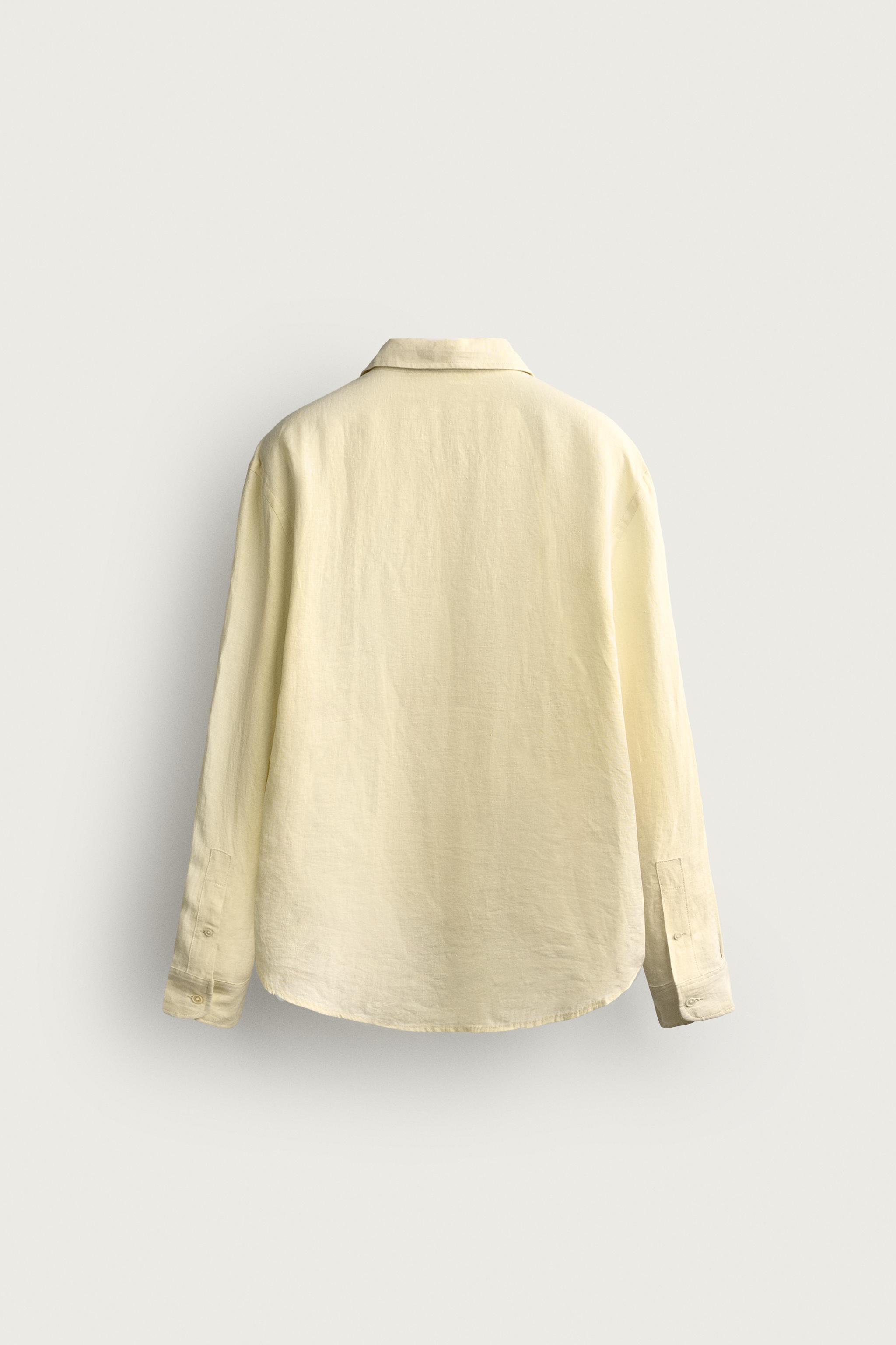 Мужские рубашки Zara 100% LINEN POLO SHIRT — фото 7