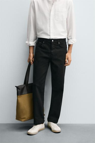 بنطلون بقصة مستقيمة - أسود by Zara