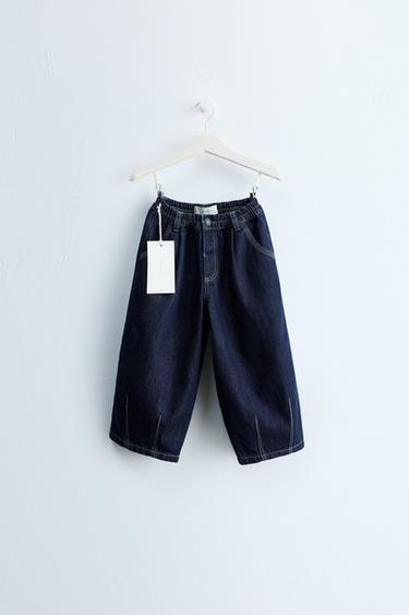 ZARA TIMELESS - STRAIGHT-FARKUT KONTRASTITIKKAUKSIN - Indigo Zaralta