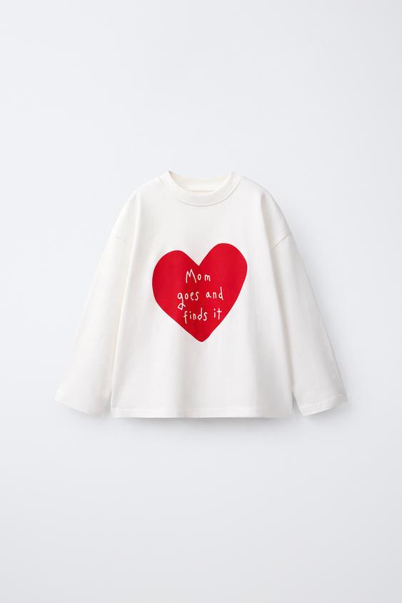 ハート＆ママプリント Ｔシャツホワイト0Zaraのハート＆ママプリント Ｔシャツ - ホワイト - 画像 0