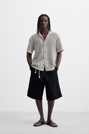 OPEN-WEAVE TEXTURED SHIRT - Black / White by Zara - Image 0