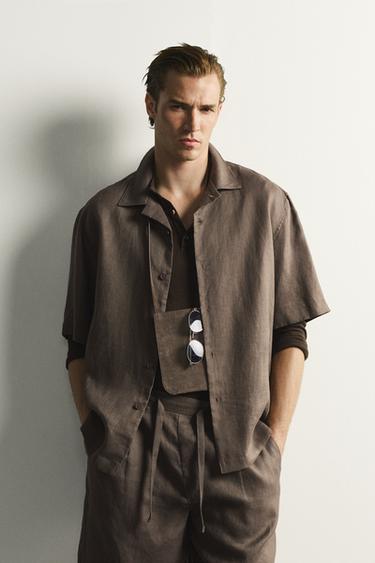 CHEMISE RELAXED FIT 100% LIN - Marron / Taupe de Zara