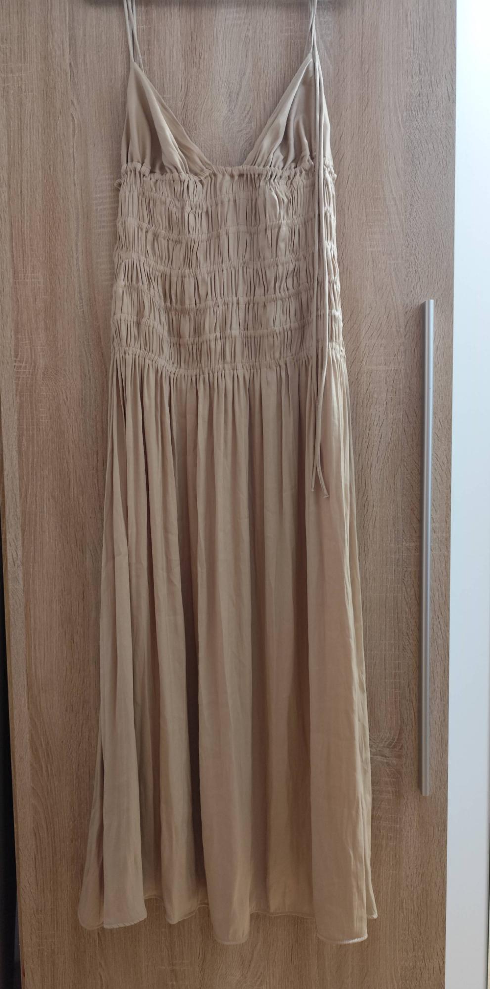 SATIN MIDI DRESS WITH GATHERING - Image 2