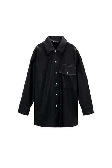 FAUX LEATHER OVERSHIRT