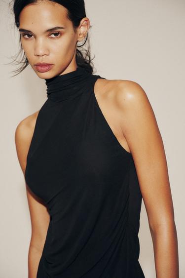 TOP HALTER TRANSPARENT - Noir de Zara
