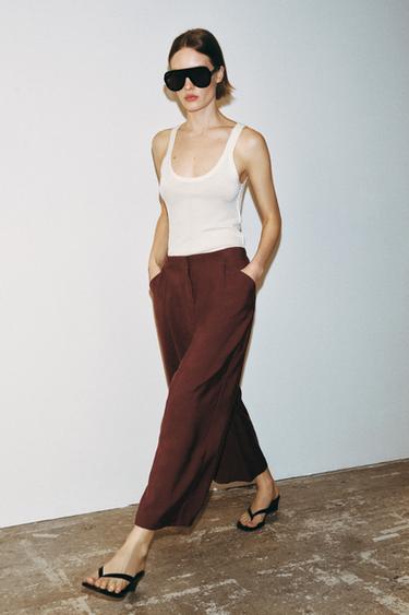 DARTED CULOTTES - Burgundy by Zara - Image 1