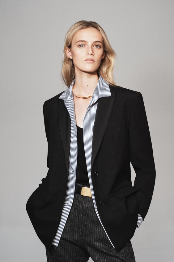 BLAZER COMBINADA LANA 100% - THE ITEM ZARA WOMAN - Negro de Zara - Imagen 0