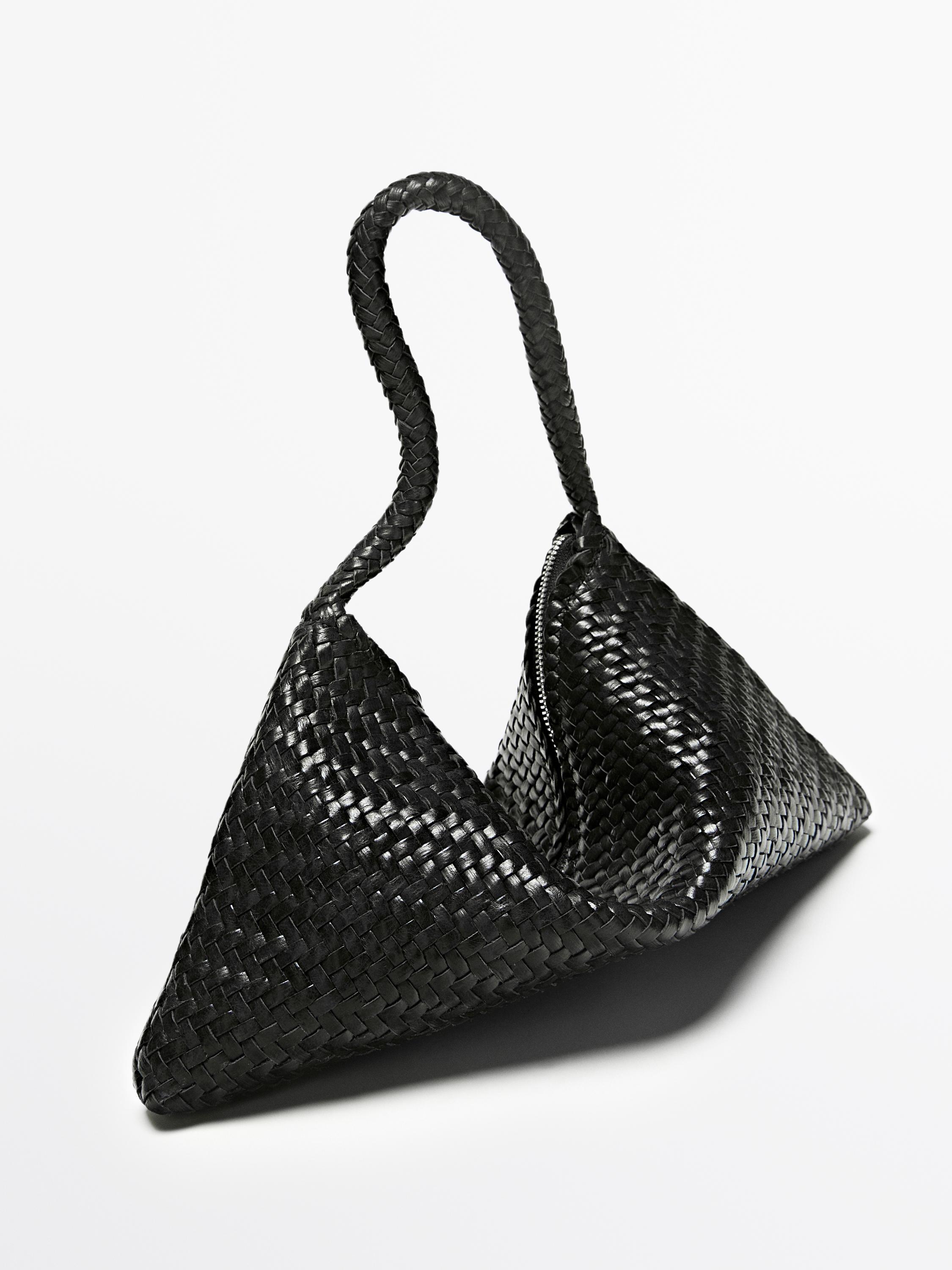 Small braided leather shoulder bag