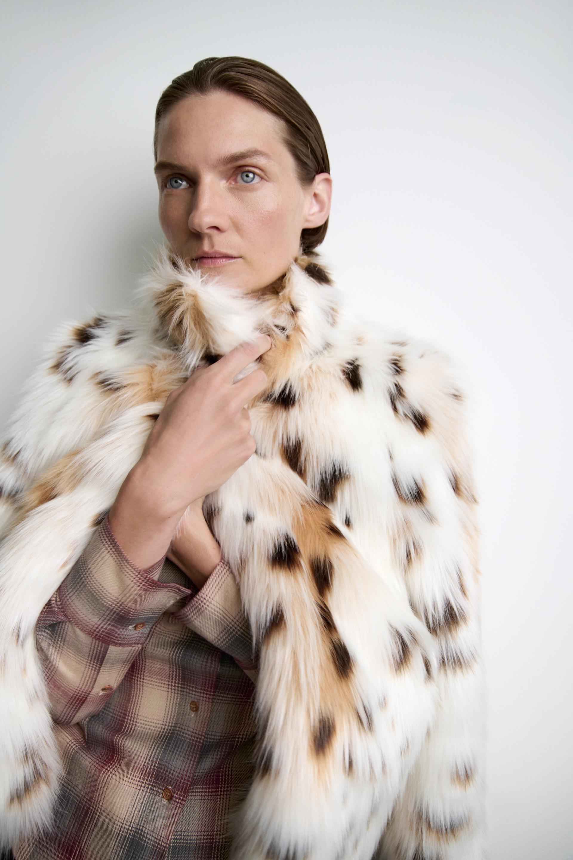 FAUX FUR JACKET ZW COLLECTION Leopard ZARA Thailand