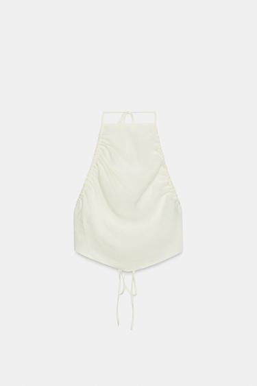 HALTER TOP WITH GATHERING - White by Zara