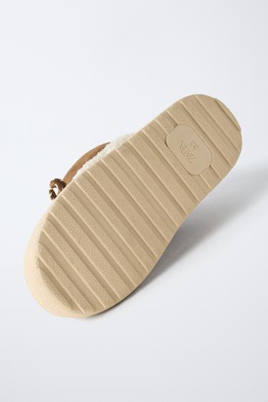 COMBINED FAUX SHEARLING ANKLE BOOTS - Brown by Zara - Image 7