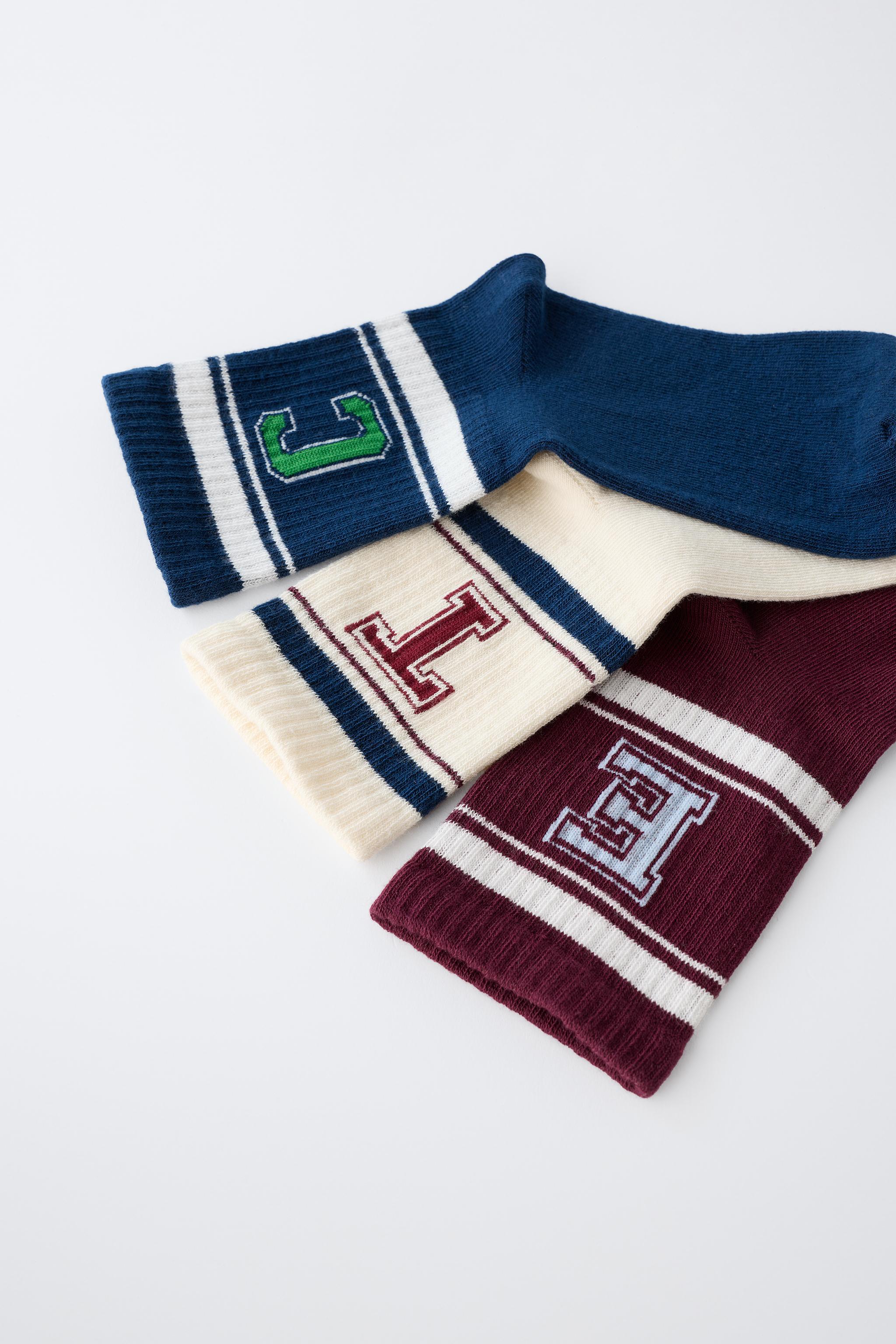 LOT DE TROIS PAIRES CHAUSSETTES MI-HAUTES RAYURES VARSITY