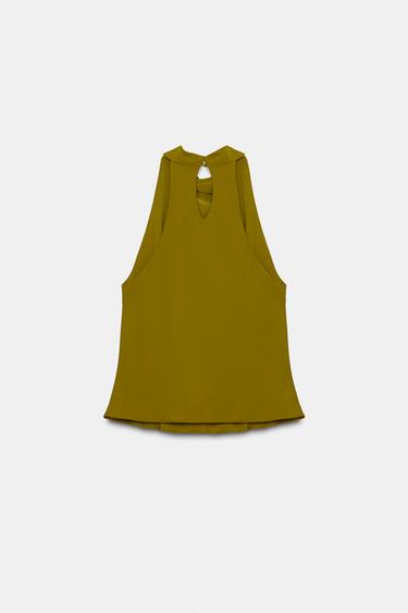 HALTER TOP WITH HARDWARE - Olive green by Zara - Image 5