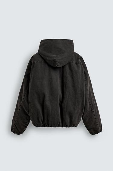 VESTE EN DENIM MATELASSÉ À CAPUCHE - Marron de Zara - Image 7
