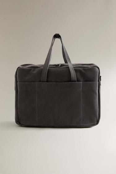 Zara SPLIT SUEDE TRAVEL BAG - Dark Gray
