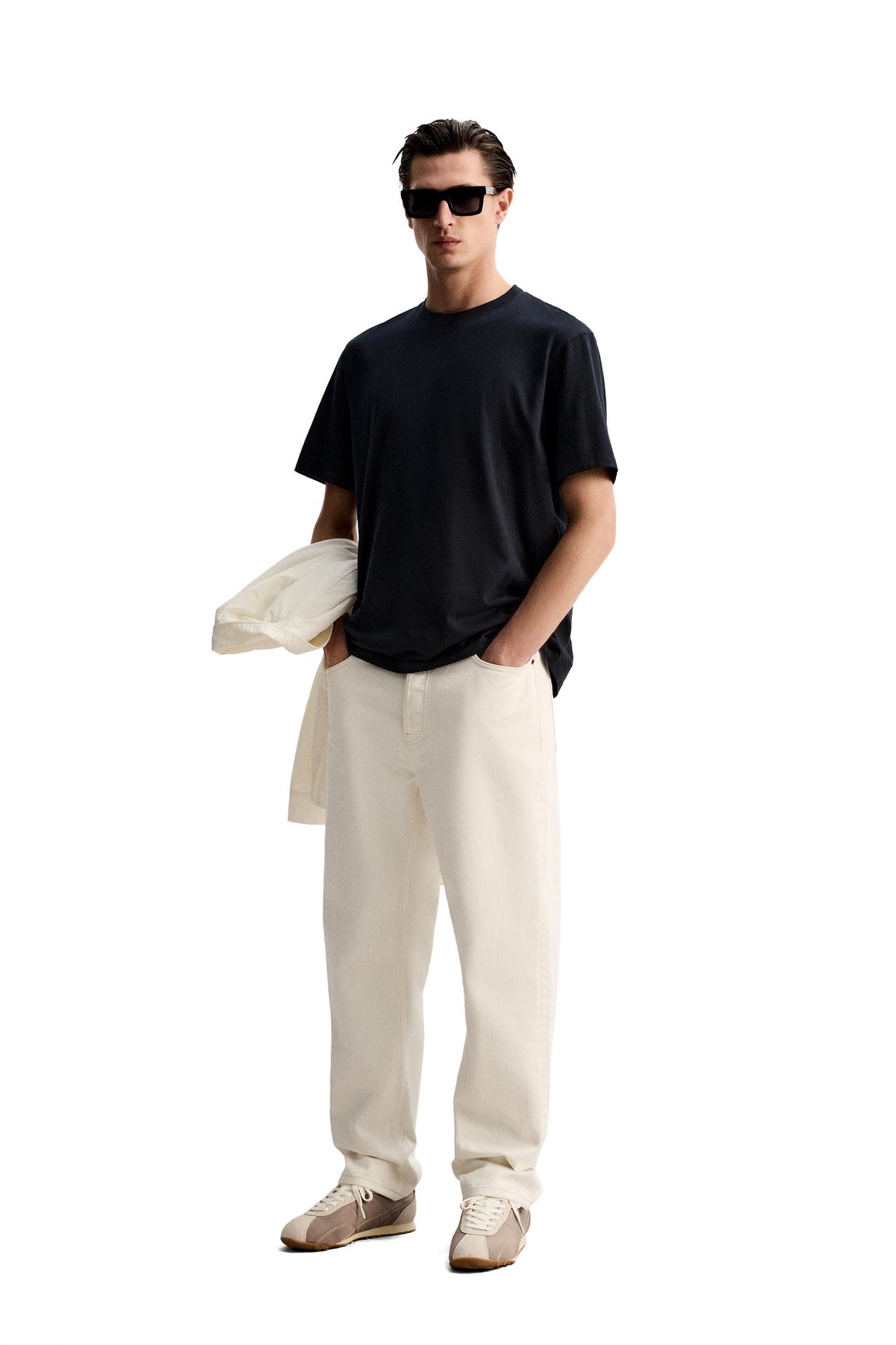 Zara MEDIUM WEIGHT T-SHIRT - Navy blue