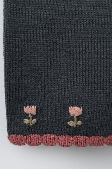 EMBROIDERED FLORAL KNIT CULOTTES - Mid-blue by Zara - Image 3
