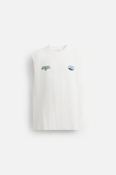 WASHED PRINT TANK TOP - Oyster-white by Zara