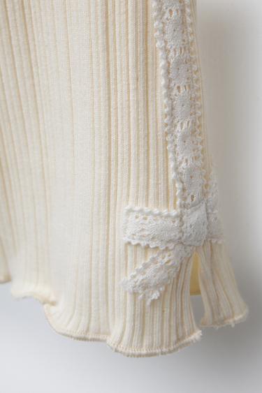PANTALON FLARE À BANDE LATÉRALE AVEC LAÇAGE - Écru de Zara - Image 3