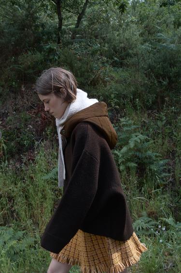 CONTRAST KNIT HOODED CARDIGAN - Brown by Zara - Image 0