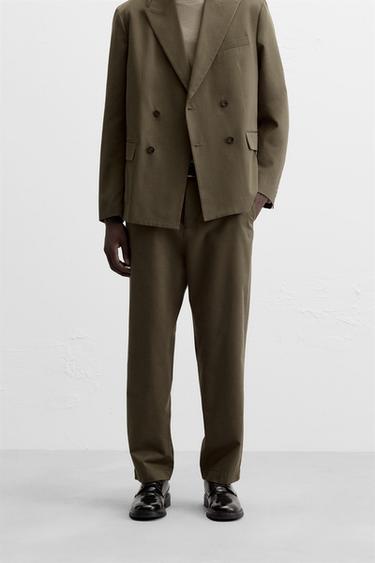 Zara COTTON - LYOCELL SUIT PANTS - taupe brown