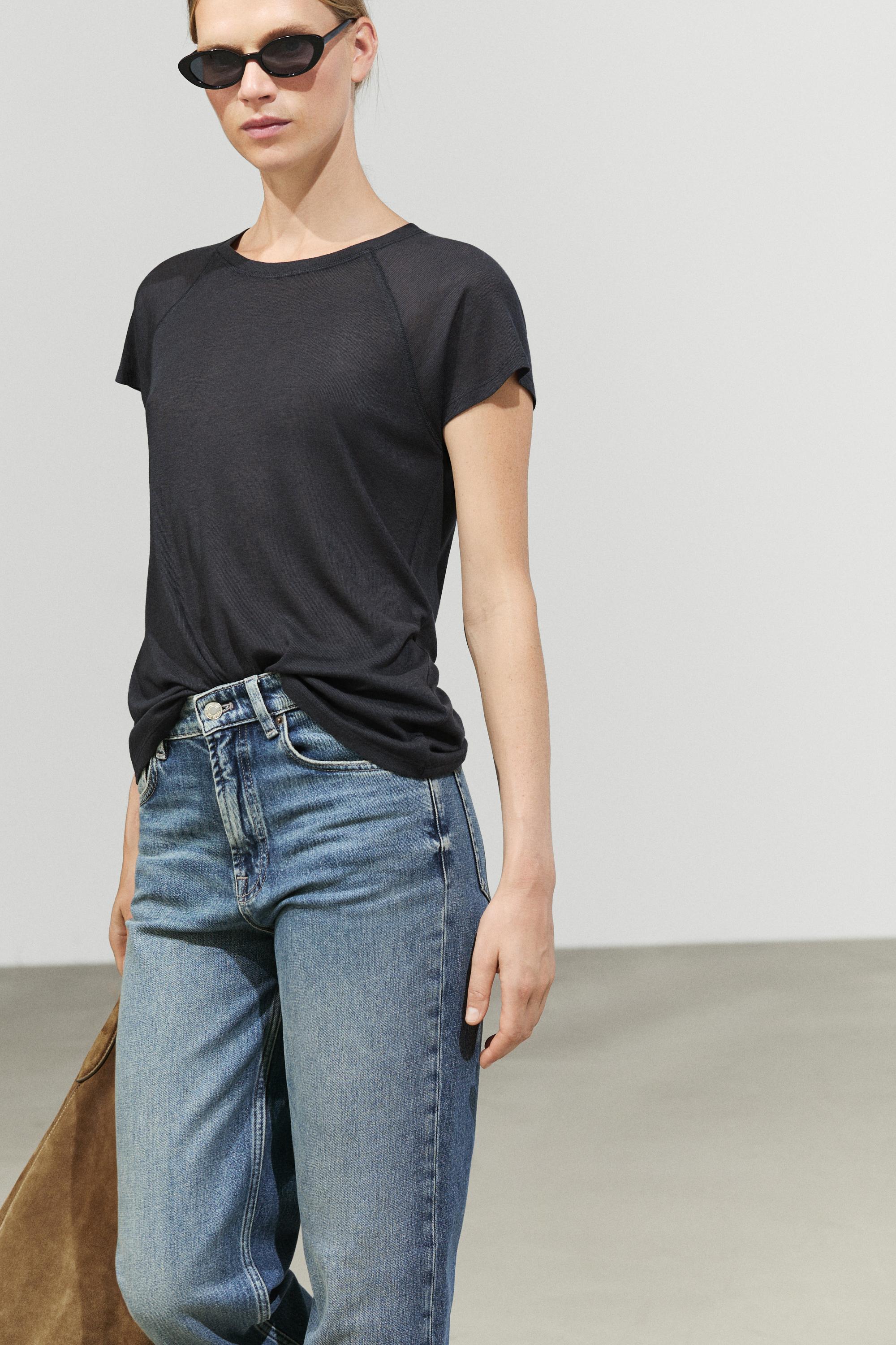 Short sleeve raglan T-shirt — Charcoal gray