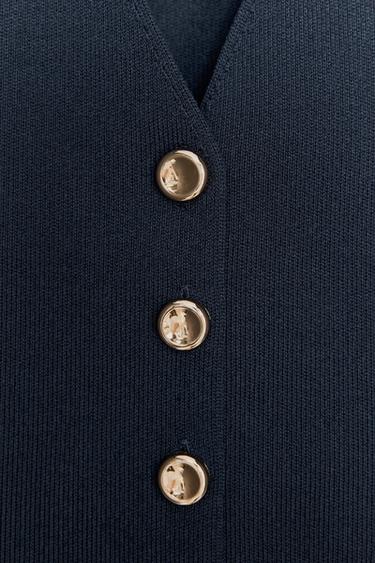 PLAIN KNIT WAISTCOAT TOP - Navy blue by Zara - Image 6