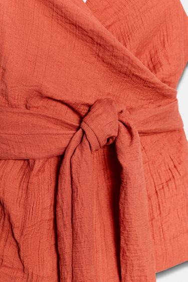 WAISTCOAT WITH TIE - Burnt orange by Zara - Image 7
