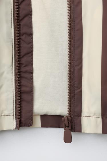 LIGHTWEIGHT STRIPED RAINCOAT - Ecru / Brown by Zara - Image 4
