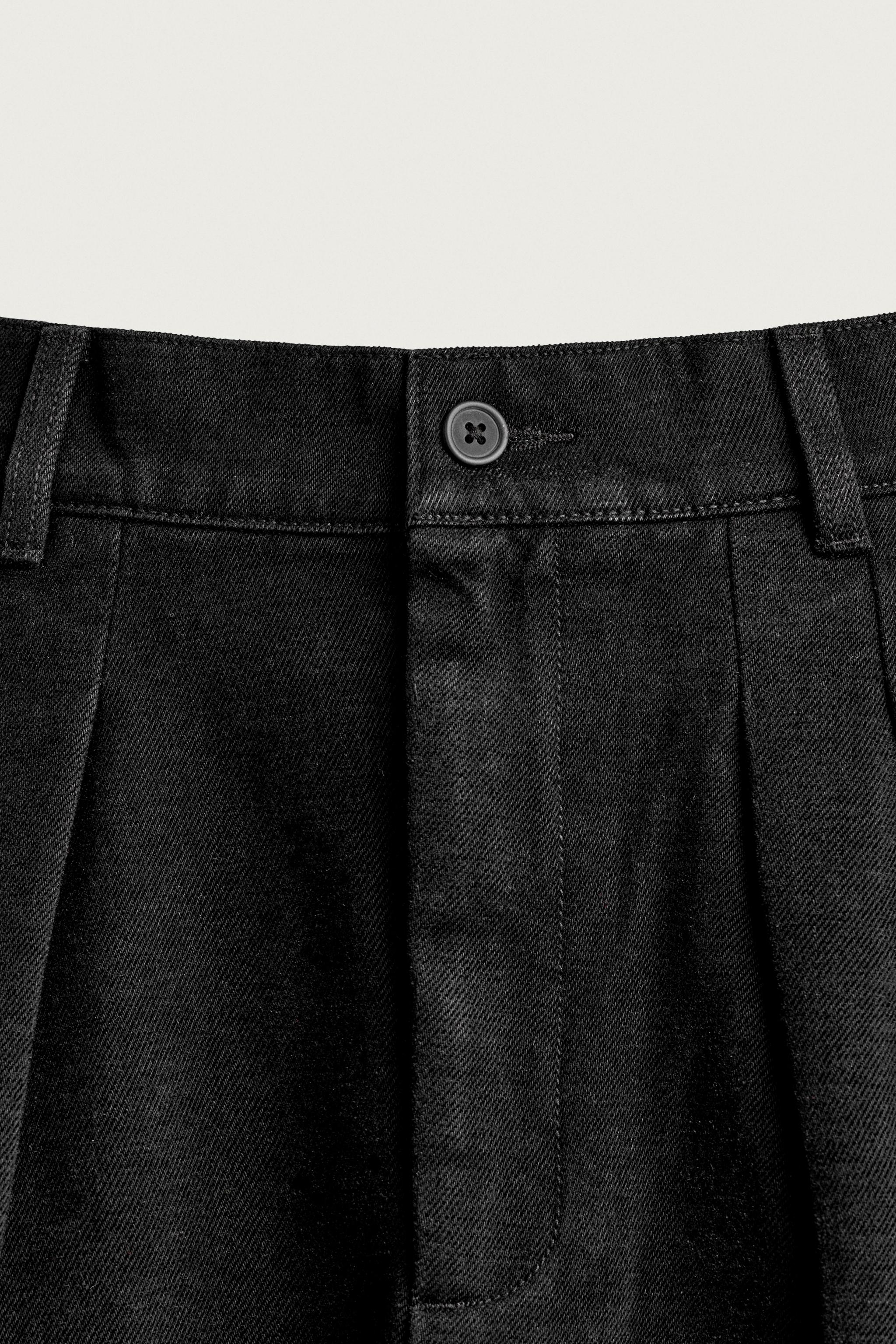 BRUSHED DENIM WIDE-FIT PANTS