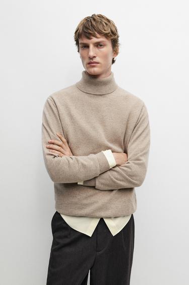 100% wool knit turtleneck sweater — dark khaki 2