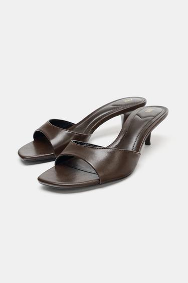 БОСОНІЖКИ НА НИЗЬКИХ ПІДБОРАХ - Коричневий Zara